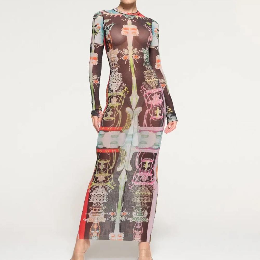 SKIMS Summer Mesh Long Sleeve Dress